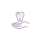 Illustration of tooth hovering above an open hand in dental services in Seattle